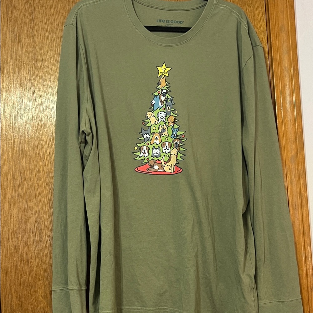 Used Life is Good Dog Christmas Tree Long Sleeve Shirt Size XXL